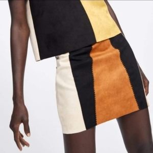 Zara NWOT color block mini skirt